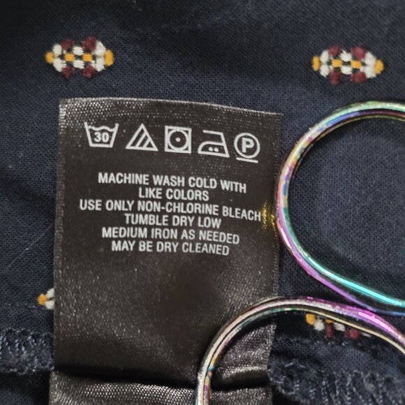 Anthropologie Romper Womens S Navy Geo Pattern Wide Leg Square Neck Ruffle Boho - Picture 14 of 16